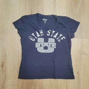 Utah State Aggies T Shirt Womens XL G-III 4Her V Neck NCAA Fits XL (Stretch)